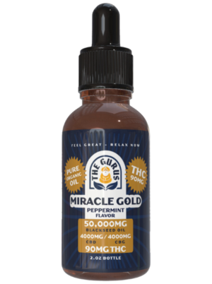 Miracle Gold 50,000mg Black Seed Oil - 4000mg CBD - 4000mg CBG - 90mg THC - Peppermint (Double Size)