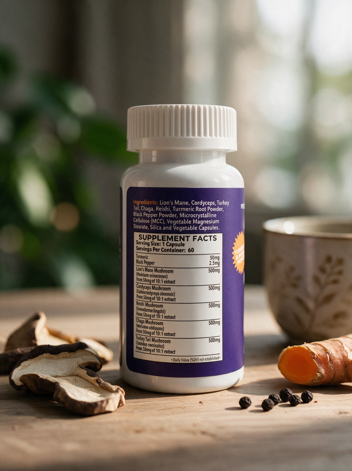5 Matrix Mushroom Capsules with Turmeric & Pepper (60 ct) - Image 2