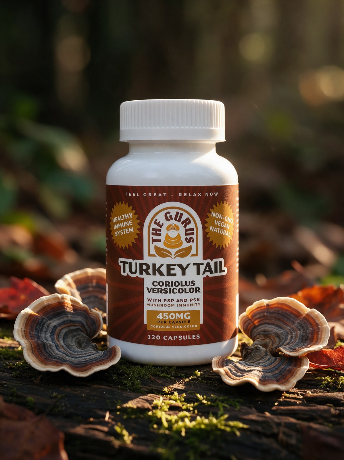 Turkey Tail Mushroom Capsules (120 ct / 450 mg)